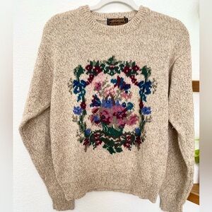 -sold- Vintage Eddie Bauer Wool Knit Floral Sweater